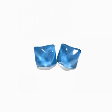 Simple Design Jelly Color Blue Wave Refreshing Water Ripple Ice Blue Square Resin Earrings