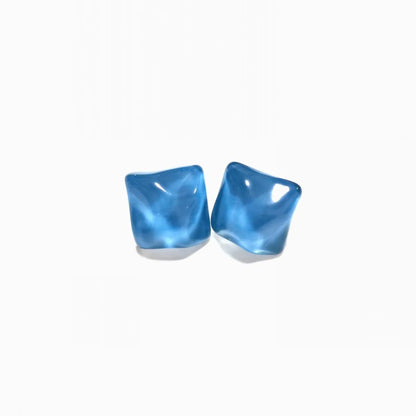 Simple Design Jelly Color Blue Wave Refreshing Water Ripple Ice Blue Square Resin Earrings