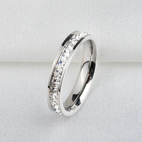 Simple Diamond Polished Titanium Steel Ring For Women With Minimalist Fashion Personality Style Jewelry