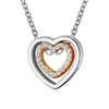 Simple Double Heart Pendant O Chain Necklace For Women Alloy With Electroplating All Match Full Diamond Hollow Crystal Design