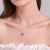 Simple Double Heart Pendant O Chain Necklace For Women Alloy With Electroplating All Match Full Diamond Hollow Crystal Design