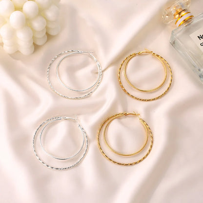 Simple  Double-layer Big Circle Earrings