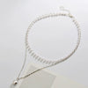 Simple Double Layer Pearl O Chain Necklace For Women Alloy Material With Electroplating Treatment Geometric Styling