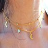 Simple Double Moon Star Short Necklace With Round Beads Alloy Clavicle Chain Collar Electroplated Wholesale