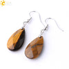 Simple Drop Shape Natural Stone Quartz Crystal Earrings With Copper Accessories Semi Precious Stone Diamond Cut Craft Earrings