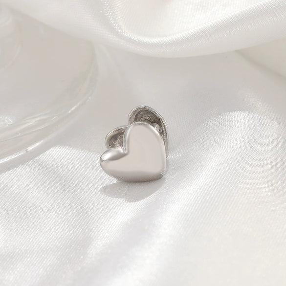 Simple Ear Free Love Ear Clip Heart Shaped Alloy Earrings For Women With Electroplating Design