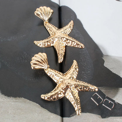 Lady Fashion Ethnic Style Starfish Plating Inlaid Shell Alloy No Inlaid Earrings