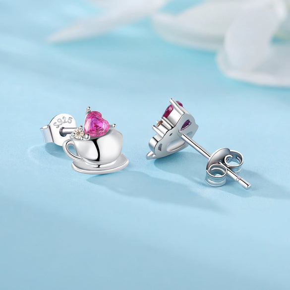 Simple Earrings 925 Sterling Silver Heart Shape Gold Plated