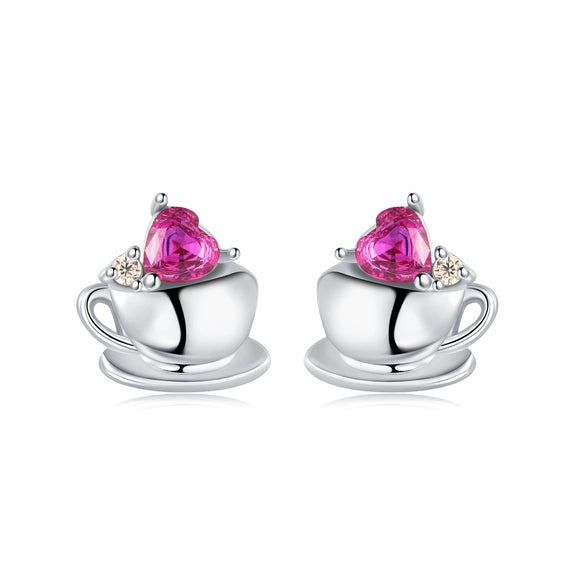 Simple Earrings 925 Sterling Silver Heart Shape Gold Plated