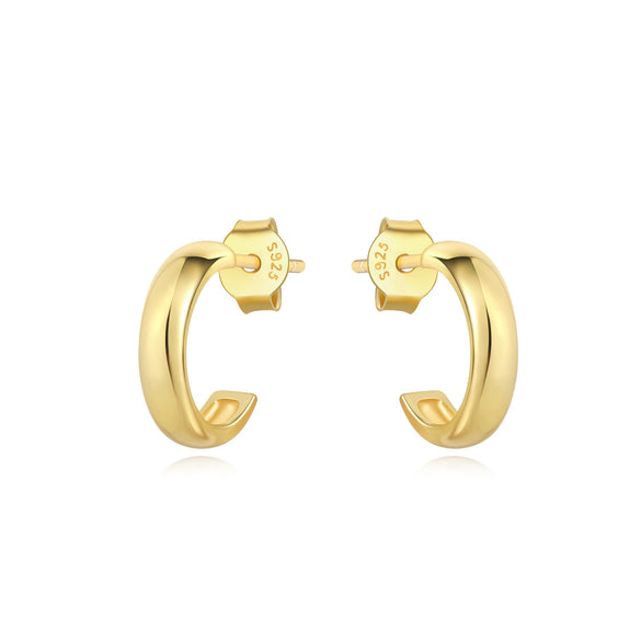 Simple Earrings 925 Sterling Silver Heart Shape Gold Plated