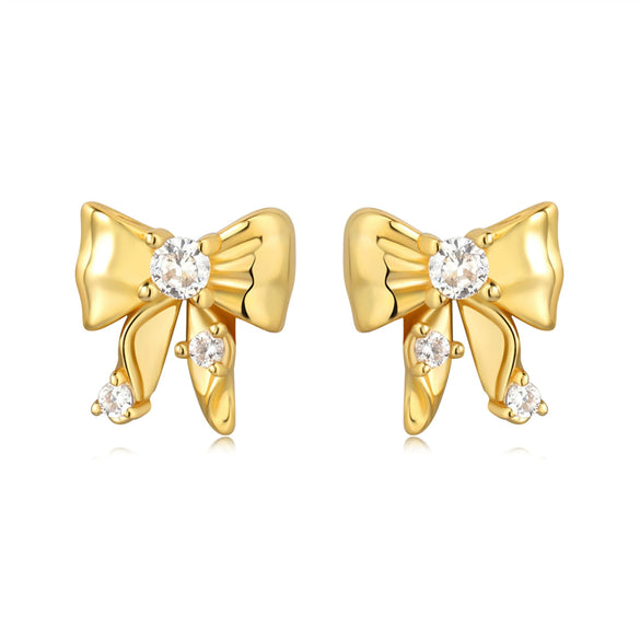 Simple Earrings 925 Sterling Silver Heart Shape Gold Plated