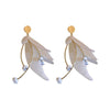 Simple Electroplated Acrylic Flower Petal Long Earrings Elegant Floral Dangle Earrings For Women