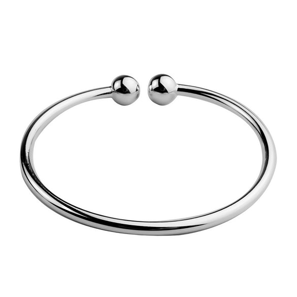 Simple Electroplated Copper Bead Bracelet For Women Fashion Jewelry Silver Tone Bracelet