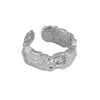 Simple Electroplated Copper Irregular Geometric Concave Convex Ring With Diamond Accent Fashion Hand Jewelry