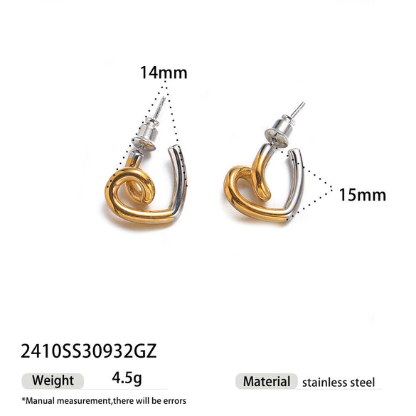 Simple Electroplated Geometric Titanium Steel Earrings For Women With Gold Twotone Design