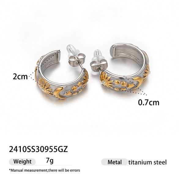 Simple Electroplated Geometric Titanium Steel Earrings For Women With Gold Twotone Design