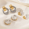 Simple Electroplated Geometric Titanium Steel Earrings For Women With Gold Twotone Design