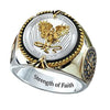 Simple Electroplated Metal Eagle Ring With Rhinestone Detail Animal Pattern Statement Ring For Men And Unisex