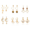 Simple Elegant Alloy Hollow Star And Heart Asymmetric Stud And Long Earrings With Electroplated Finish For Women
