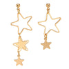 Simple Elegant Alloy Hollow Star And Heart Asymmetric Stud And Long Earrings With Electroplated Finish For Women