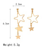 Simple Elegant Alloy Hollow Star And Heart Asymmetric Stud And Long Earrings With Electroplated Finish For Women