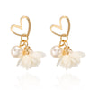 Simple Elegant Alloy Hollow Star And Heart Asymmetric Stud And Long Earrings With Electroplated Finish For Women