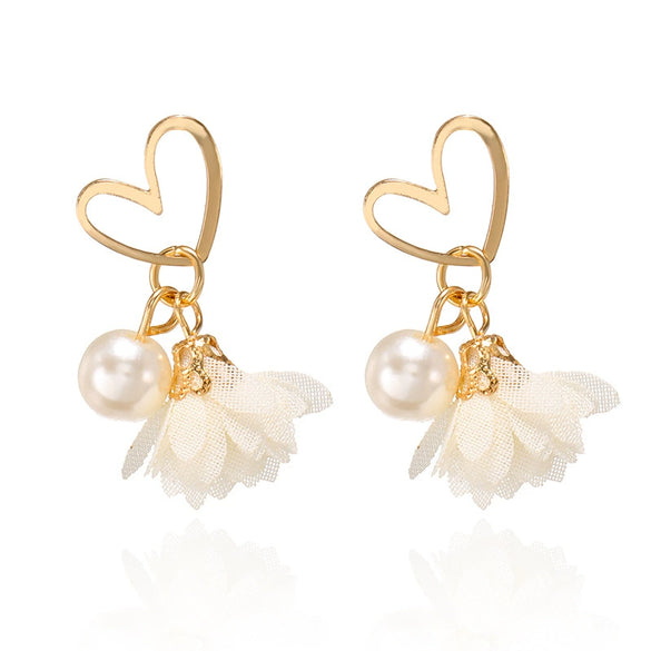 Simple Elegant Alloy Hollow Star And Heart Asymmetric Stud And Long Earrings With Electroplated Finish For Women