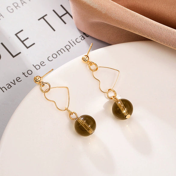 Simple Elegant Alloy Hollow Star And Heart Asymmetric Stud And Long Earrings With Electroplated Finish For Women