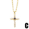 Simple Elegant Cross Inlaid Zircon Copper Necklace For Women With O Chain Geometric Pattern