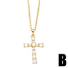Simple Elegant Cross Inlaid Zircon Copper Necklace For Women With O Chain Geometric Pattern