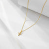 Simple Elegant Diamond Cross Sterling Silver 925 Silver Necklace For Women With Geometric Design