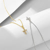 Simple Elegant Diamond Cross Sterling Silver 925 Silver Necklace For Women With Geometric Design