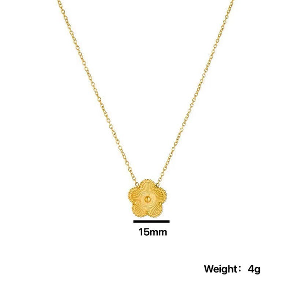 Simple Elegant Fiveleaf Flower Clover Jewelry Suit For Women Geometric Pattern Titanium Steel Laser Electroplated