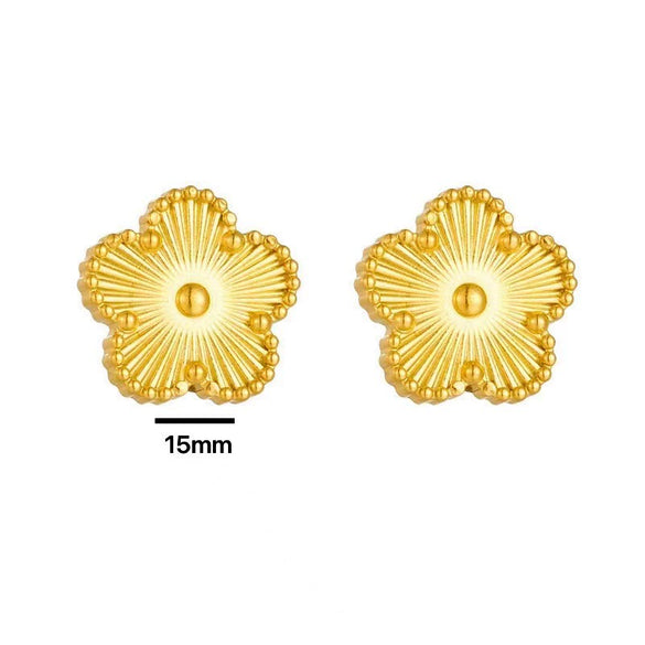 Simple Elegant Fiveleaf Flower Clover Jewelry Suit For Women Geometric Pattern Titanium Steel Laser Electroplated
