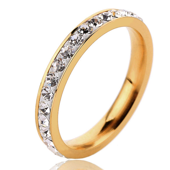 Simple Elegant Geometric Diamond Ring For Women In Titanium Steel Minimalist Fashion Jewelry