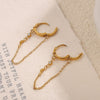 Simple Elegant 316L Stainless Steel Earrings Ear Clip Microinlaid Zircon Geometric Pattern 18K Gold Plated