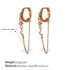 Simple Elegant 316L Stainless Steel Earrings Ear Clip Microinlaid Zircon Geometric Pattern 18K Gold Plated