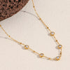 Simple Elegant Versatile Stylish Women's Necklace Stainless Steel 18K Gold Plated With 5 Round Zirconium Clip Bead Chain Geometric Pattern Electroplated
