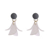 Simple Elegant White Petal Drop Earrings For Women With Silver Needle Vintage Style Resin Ear Accessories