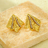 Simple Exaggerated Titanium Steel Geometric Stripe Zircon Stainless Steel 18K Electroplated Earrings For Women