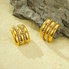 Simple Exaggerated Titanium Steel Geometric Stripe Zircon Stainless Steel 18K Electroplated Earrings For Women