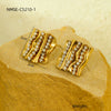Simple Exaggerated Titanium Steel Geometric Stripe Zircon Stainless Steel 18K Electroplated Earrings For Women