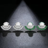 Simple Fan Shaped Pearl Stud Earrings Copper Inlaid Zircon Electroplated Geometric Design Women's Fashion Jewelry Wholesale