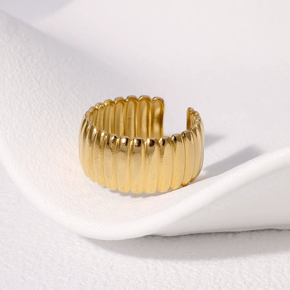 Simple Fashion All Match Punk Niche Design Geometric Stainless Steel Finger Ring With Electroplating