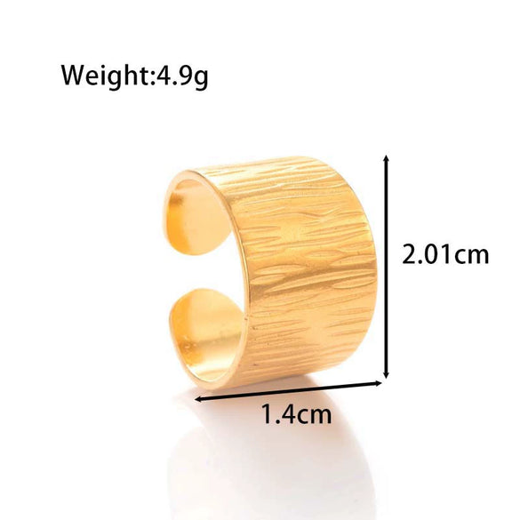 Simple Fashion All Match Smooth Pleated Geometric U Shaped Titanium Steel Opening Adjustable Bracelet With Electroplating