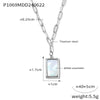 Simple Fashion All Match Square Pendant Necklace With White Sea Shells Titanium Steel Plated 18K True Gold Geometric Design