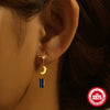 Simple Fashion Asymmetric Love Rectangular S925 Sterling Silver Earrings With Zirconia And Heart Shape Design