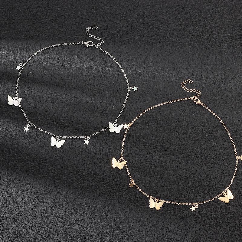 Simple Fashion Butterfly Necklace Personality Popular Five-Pointed Star Clavicle Chain Women Wholesales Fashion