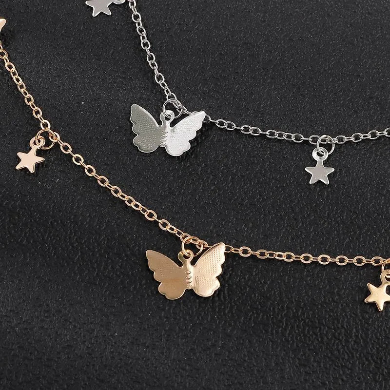 Simple Fashion Butterfly Necklace Personality Popular Five-Pointed Star Clavicle Chain Women Wholesales Fashion