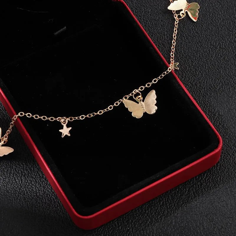 Simple Fashion Butterfly Necklace Personality Popular Five-Pointed Star Clavicle Chain Women Wholesales Fashion